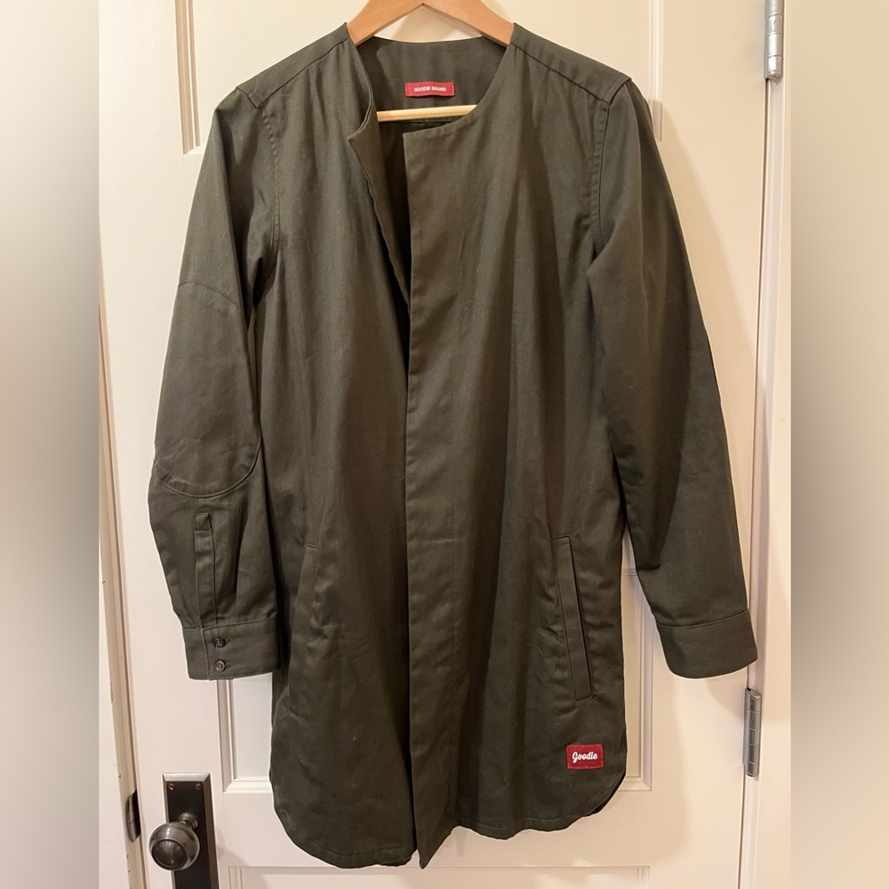 Goodie Brand • Long Open-Front Lightweight Jacket • Army Green • Size Small